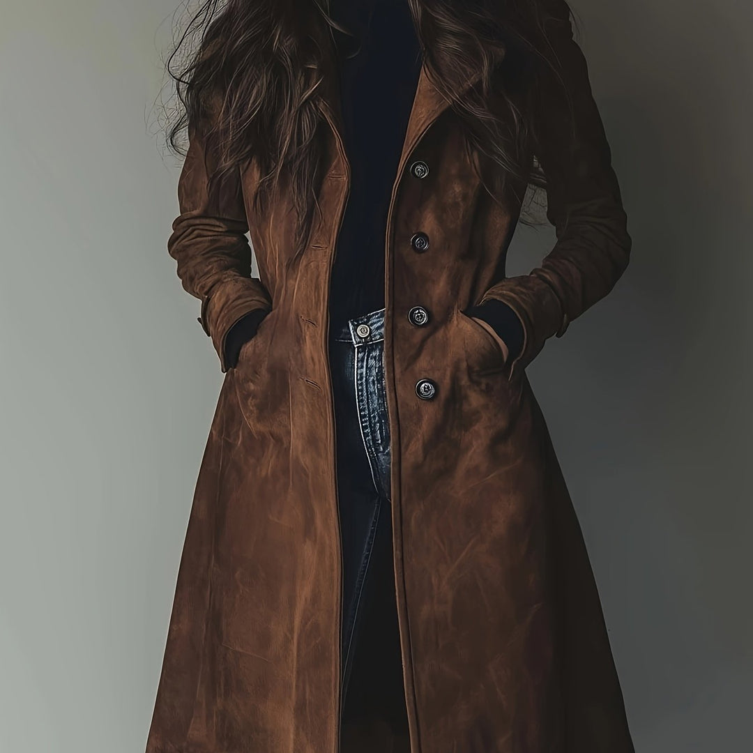 Keziah – Elegants vintage mētelis ar reversu un pogu rindu