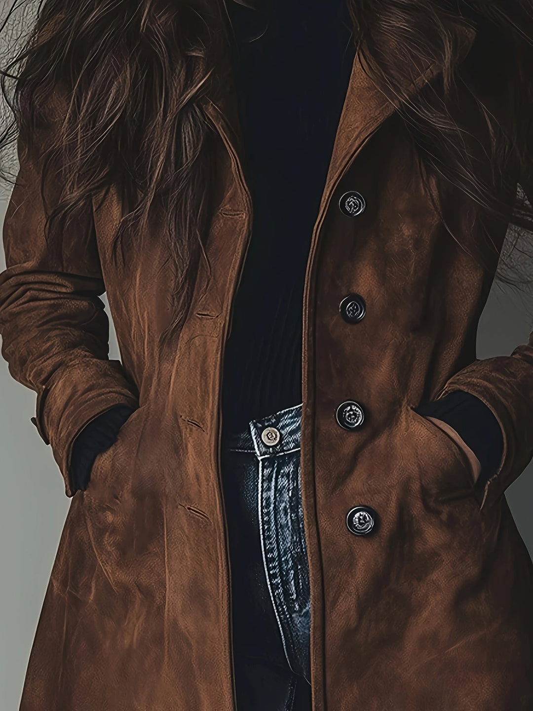 Keziah – Elegants vintage mētelis ar reversu un pogu rindu