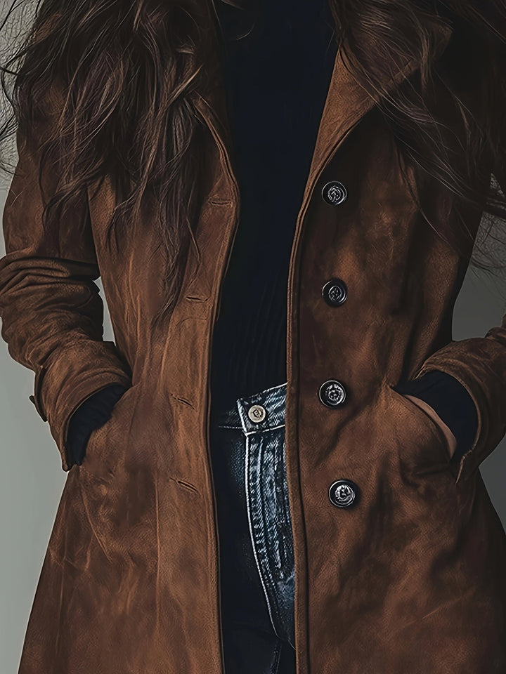 Keziah – Elegants vintage mētelis ar reversu un pogu rindu