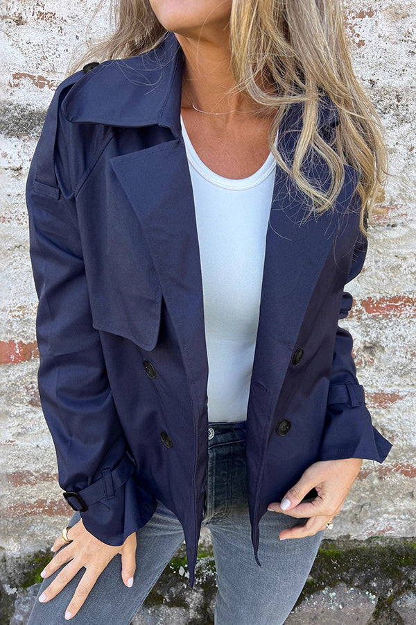 Modes Atloks Dubultā pogu Trench Coat Jaka